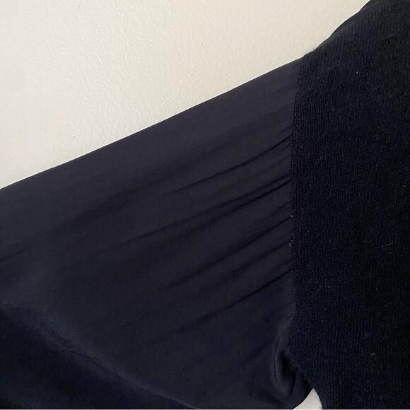 Magaschoni | Cashmere Silk Mixed Media V-neck Sweater Pullover Casual Black XL - Picture 5 of 8